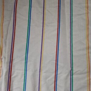 Burlington Caress No Iron Flat Sheet Made in USA Rainbow Striped Queen Size